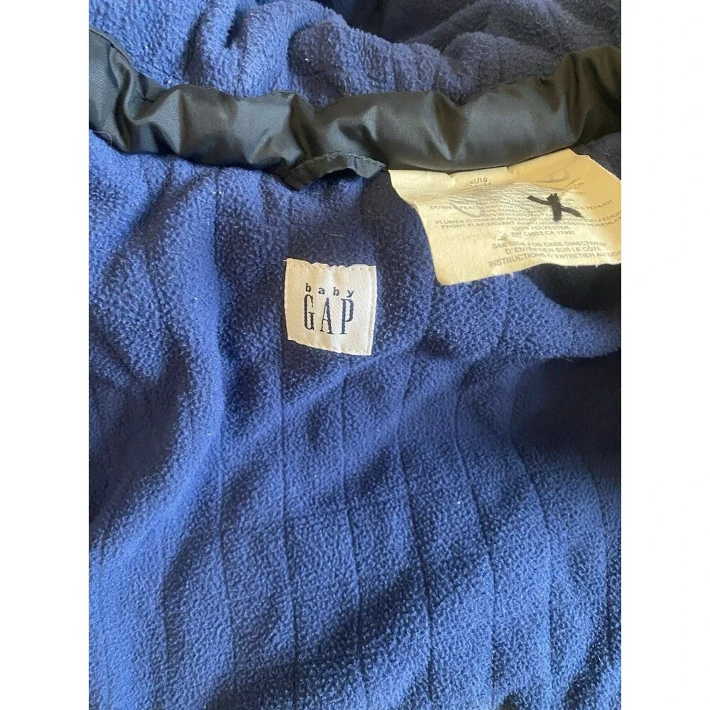 VTG Baby Gap Navy Down Puffer Jacket 18 24M Y2K Gorpcore Winter Coat Fleece EUC